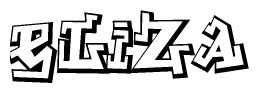 The image is a stylized representation of the letters Eliza designed to mimic the look of graffiti text. The letters are bold and have a three-dimensional appearance, with emphasis on angles and shadowing effects.