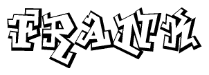 The image is a stylized representation of the letters Frank designed to mimic the look of graffiti text. The letters are bold and have a three-dimensional appearance, with emphasis on angles and shadowing effects.