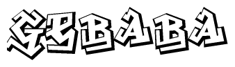 The clipart image depicts the word Gebaba in a style reminiscent of graffiti. The letters are drawn in a bold, block-like script with sharp angles and a three-dimensional appearance.