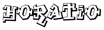 The clipart image depicts the word Horatio in a style reminiscent of graffiti. The letters are drawn in a bold, block-like script with sharp angles and a three-dimensional appearance.