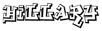 The clipart image depicts the word Hillary in a style reminiscent of graffiti. The letters are drawn in a bold, block-like script with sharp angles and a three-dimensional appearance.