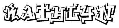 The clipart image depicts the word Kathlyn in a style reminiscent of graffiti. The letters are drawn in a bold, block-like script with sharp angles and a three-dimensional appearance.