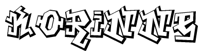 The clipart image depicts the word Korinne in a style reminiscent of graffiti. The letters are drawn in a bold, block-like script with sharp angles and a three-dimensional appearance.