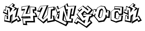 The clipart image depicts the word Kyungock in a style reminiscent of graffiti. The letters are drawn in a bold, block-like script with sharp angles and a three-dimensional appearance.