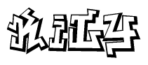 The clipart image depicts the word Kily in a style reminiscent of graffiti. The letters are drawn in a bold, block-like script with sharp angles and a three-dimensional appearance.