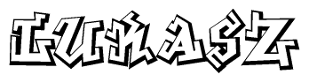 The clipart image features a stylized text in a graffiti font that reads Lukasz.