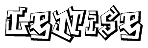 The image is a stylized representation of the letters Lenise designed to mimic the look of graffiti text. The letters are bold and have a three-dimensional appearance, with emphasis on angles and shadowing effects.