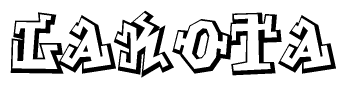 The clipart image depicts the word Lakota in a style reminiscent of graffiti. The letters are drawn in a bold, block-like script with sharp angles and a three-dimensional appearance.
