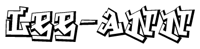 The clipart image depicts the word Lee-ann in a style reminiscent of graffiti. The letters are drawn in a bold, block-like script with sharp angles and a three-dimensional appearance.