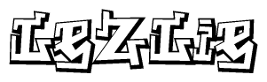 The clipart image depicts the word Lezlie in a style reminiscent of graffiti. The letters are drawn in a bold, block-like script with sharp angles and a three-dimensional appearance.