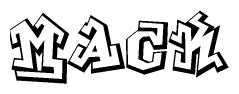 The clipart image depicts the word Mack in a style reminiscent of graffiti. The letters are drawn in a bold, block-like script with sharp angles and a three-dimensional appearance.
