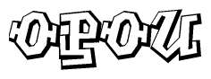 The clipart image features a stylized text in a graffiti font that reads Opou.