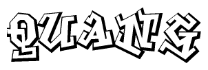 The clipart image depicts the word Quang in a style reminiscent of graffiti. The letters are drawn in a bold, block-like script with sharp angles and a three-dimensional appearance.