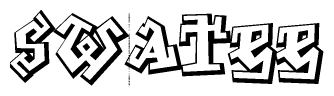 The clipart image depicts the word Swatee in a style reminiscent of graffiti. The letters are drawn in a bold, block-like script with sharp angles and a three-dimensional appearance.