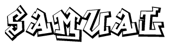 The image is a stylized representation of the letters Samual designed to mimic the look of graffiti text. The letters are bold and have a three-dimensional appearance, with emphasis on angles and shadowing effects.