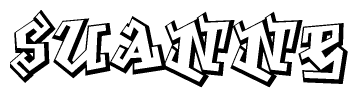 The image is a stylized representation of the letters Suanne designed to mimic the look of graffiti text. The letters are bold and have a three-dimensional appearance, with emphasis on angles and shadowing effects.