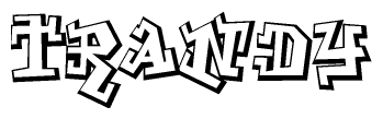 The image is a stylized representation of the letters Trandy designed to mimic the look of graffiti text. The letters are bold and have a three-dimensional appearance, with emphasis on angles and shadowing effects.