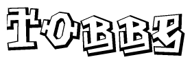 The clipart image depicts the word Tobbe in a style reminiscent of graffiti. The letters are drawn in a bold, block-like script with sharp angles and a three-dimensional appearance.