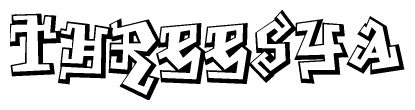 The clipart image features a stylized text in a graffiti font that reads Threesya.