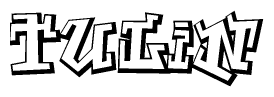 The clipart image depicts the word Tulin in a style reminiscent of graffiti. The letters are drawn in a bold, block-like script with sharp angles and a three-dimensional appearance.