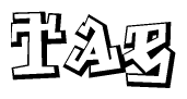 The clipart image depicts the word Tae in a style reminiscent of graffiti. The letters are drawn in a bold, block-like script with sharp angles and a three-dimensional appearance.