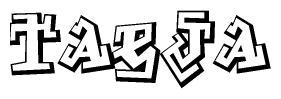 The clipart image features a stylized text in a graffiti font that reads Taeja.