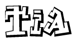 The clipart image depicts the word Tia in a style reminiscent of graffiti. The letters are drawn in a bold, block-like script with sharp angles and a three-dimensional appearance.