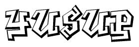 The clipart image features a stylized text in a graffiti font that reads Yusup.
