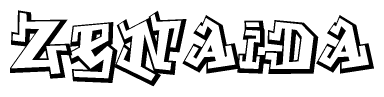 The clipart image depicts the word Zenaida in a style reminiscent of graffiti. The letters are drawn in a bold, block-like script with sharp angles and a three-dimensional appearance.