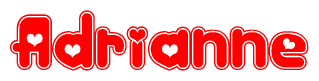 The image displays the word Adrianne written in a stylized red font with hearts inside the letters.