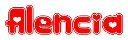 The image displays the word Alencia written in a stylized red font with hearts inside the letters.