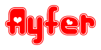 The image displays the word Ayfer written in a stylized red font with hearts inside the letters.
