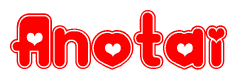 The image displays the word Anotai written in a stylized red font with hearts inside the letters.