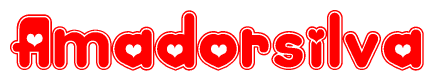 The image displays the word Amadorsilva written in a stylized red font with hearts inside the letters.