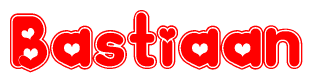 The image displays the word Bastiaan written in a stylized red font with hearts inside the letters.