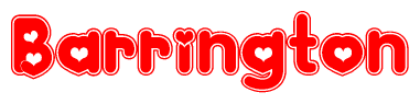 The image displays the word Barrington written in a stylized red font with hearts inside the letters.