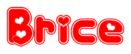 The image displays the word Brice written in a stylized red font with hearts inside the letters.