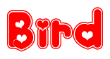 The image displays the word Bird written in a stylized red font with hearts inside the letters.