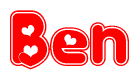 The image displays the word Ben written in a stylized red font with hearts inside the letters.