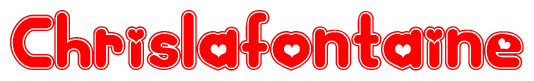 The image displays the word Chrislafontaine written in a stylized red font with hearts inside the letters.