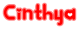 The image displays the word Cinthya written in a stylized red font with hearts inside the letters.