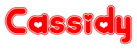 The image displays the word Cassidy written in a stylized red font with hearts inside the letters.