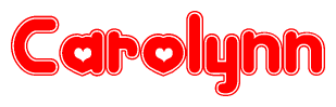 The image displays the word Carolynn written in a stylized red font with hearts inside the letters.