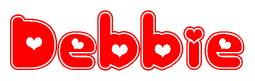 The image displays the word Debbie written in a stylized red font with hearts inside the letters.