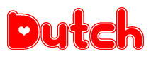 The image displays the word Dutch written in a stylized red font with hearts inside the letters.