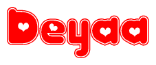 The image displays the word Deyaa written in a stylized red font with hearts inside the letters.