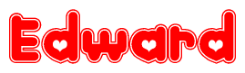 The image is a clipart featuring the word Edward written in a stylized font with a heart shape replacing inserted into the center of each letter. The color scheme of the text and hearts is red with a light outline.