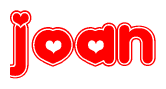 The image displays the word Joan written in a stylized red font with hearts inside the letters.
