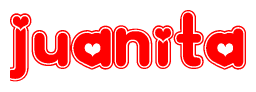 The image displays the word Juanita written in a stylized red font with hearts inside the letters.