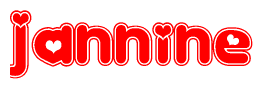 The image displays the word Jannine written in a stylized red font with hearts inside the letters.